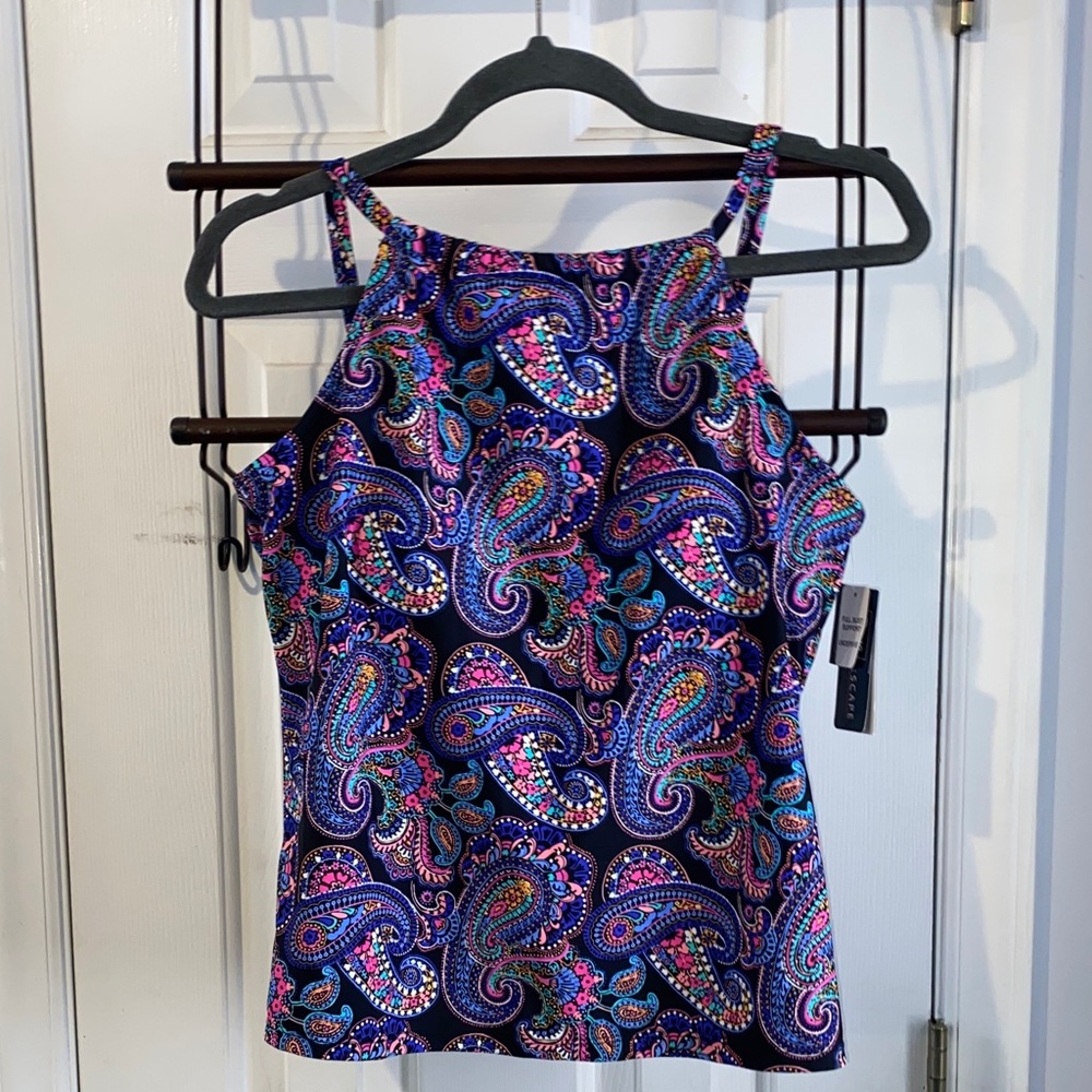 NWT, Island Escape Tankini top, sz. 6, paisley pattern